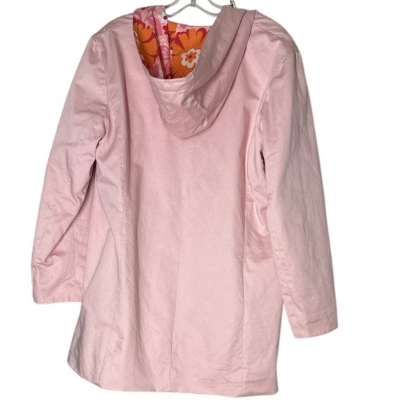 Anne Klein Reversible Hooded Raincoat Floral Multicolor/ Pastel Pink Vintage M - Picture 8 of 16